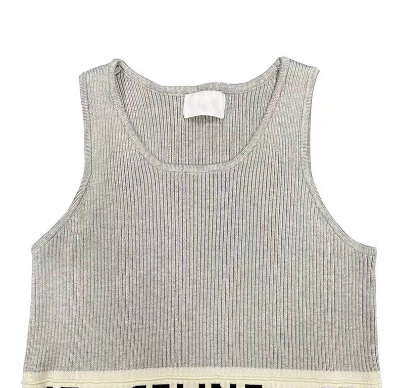 BX002-Camiseta sin mangas informal de alta calidad para mujer, camisetas sin mangas de punto con letras bordadas de algodón