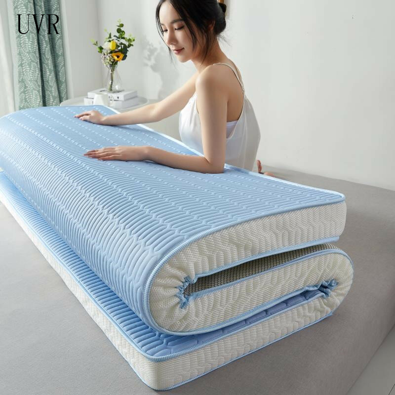 UVR-colchón de látex con núcleo interior de seda de hielo, colchón doble plegable, cómodo, almohadilla de Tatami, cama antideslizante, tamaño completo