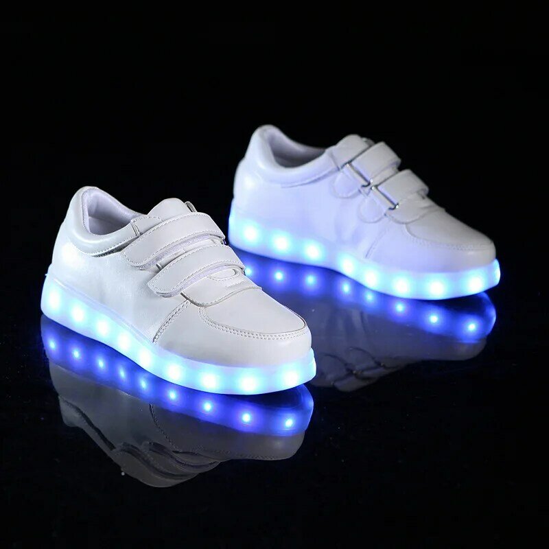 Tamanho 24-37 usb carregador brilhante tênis crianças led sapatos casuais meninos flash chinelos botas luminosas meninas sandálias respiráveis