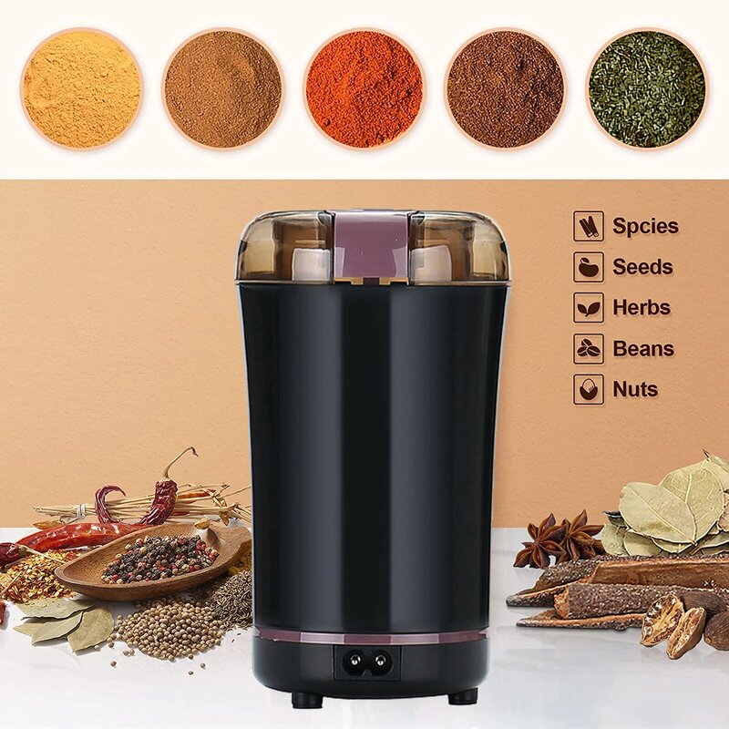 Moedor de café elétrico inoxidável ervas especiarias grãos nozes máquina moer grãos café multifuncional máquina moedor café