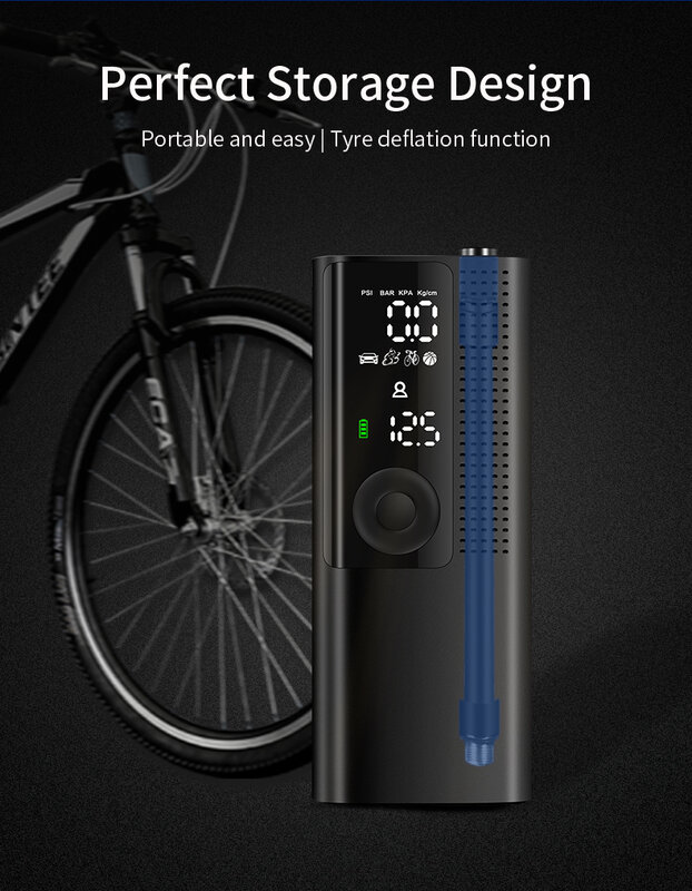 Apeedoo-Inflador de neumáticos Digital, bomba de compresor de aire portátil para coche, 120PSI, para motocicletas y bicicletas