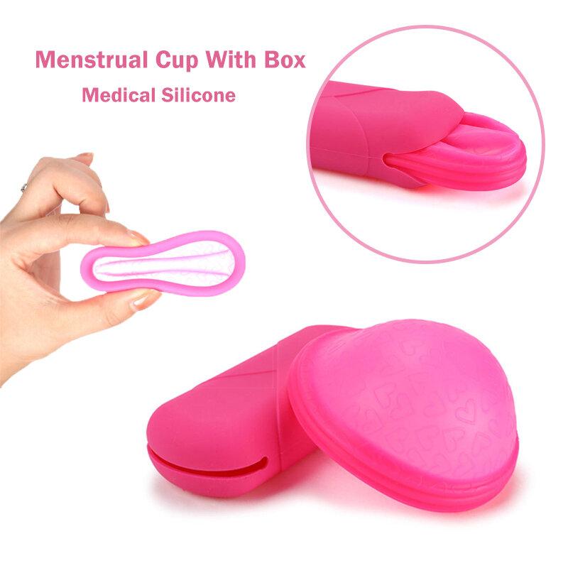 Disco menstrual com cauda plana-ajuste extra-fino esterilização silicone copo feminino tampon almofada alternativa com caso de armazenamento