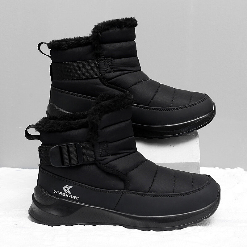 STRONGSHEN ฤดูหนาวผู้หญิงหิมะรองเท้า High-Top Warm Plush กันน้ำ Anti-Skid รองเท้านอกลื่น-บนรองเท้า