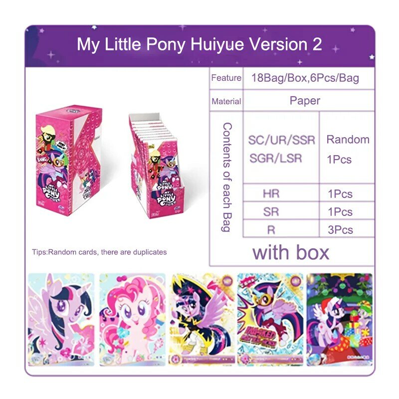 Huiyue-2 Anime Fluttershy Twilight Sparkle Applejack Rainbow Dash, regalo para niños, BronzingCard, KAYOU Genuine My Little Pony Card