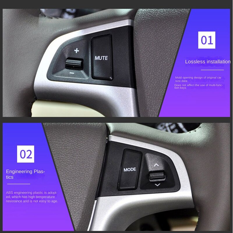 Para hyundai verna solaris volante botão interruptor de controle música áudio azul backlight com bluetooth