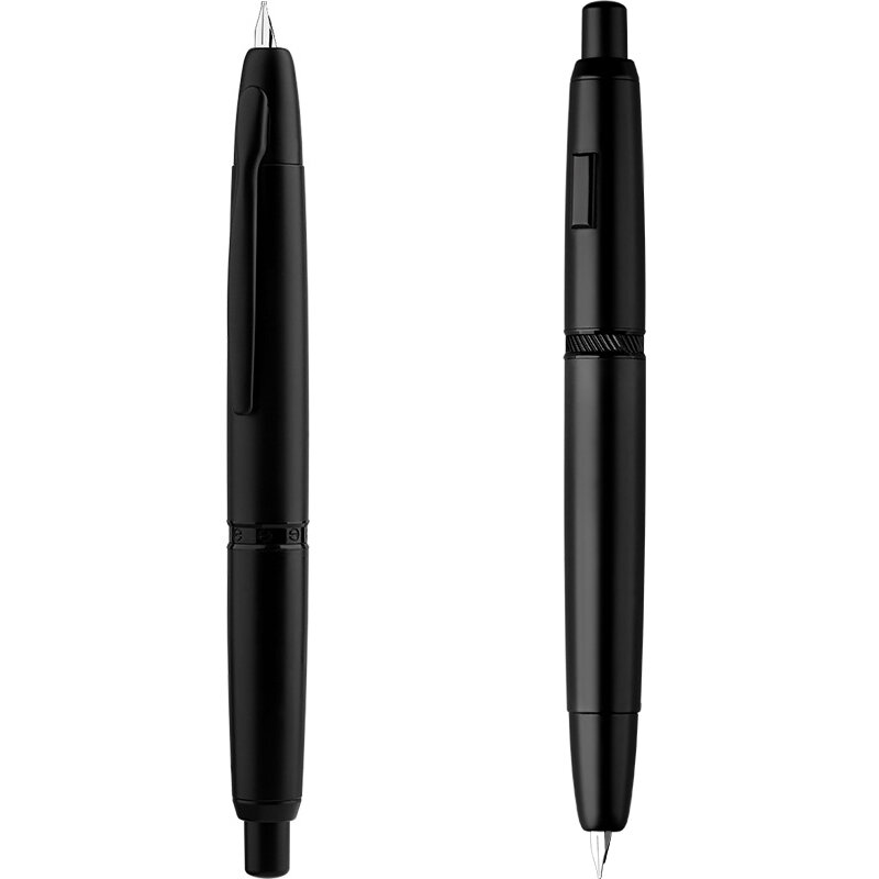 New MAJOHN A1 Press Fountain Pen Capless Retractable Extra Fine Nib 0.4mm Metal Matte Black With Clip Converter For Writing