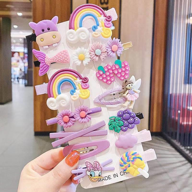 2022 Nieuwe 14 Stks/set Leuke Kleurrijke Cartoon Hair Clips Voor Meisjes Mooi Haar Ornament Hoofdband Haarspelden Mode Haaraccessoires