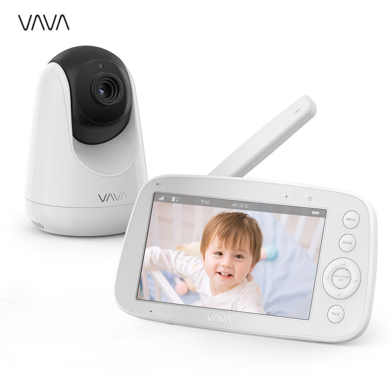 Vava 5 "monitor do bebê 720p com câmera de pan-tilt-zoom áudio e monitoramento visual visão noturna infravermelha e monitor térmico