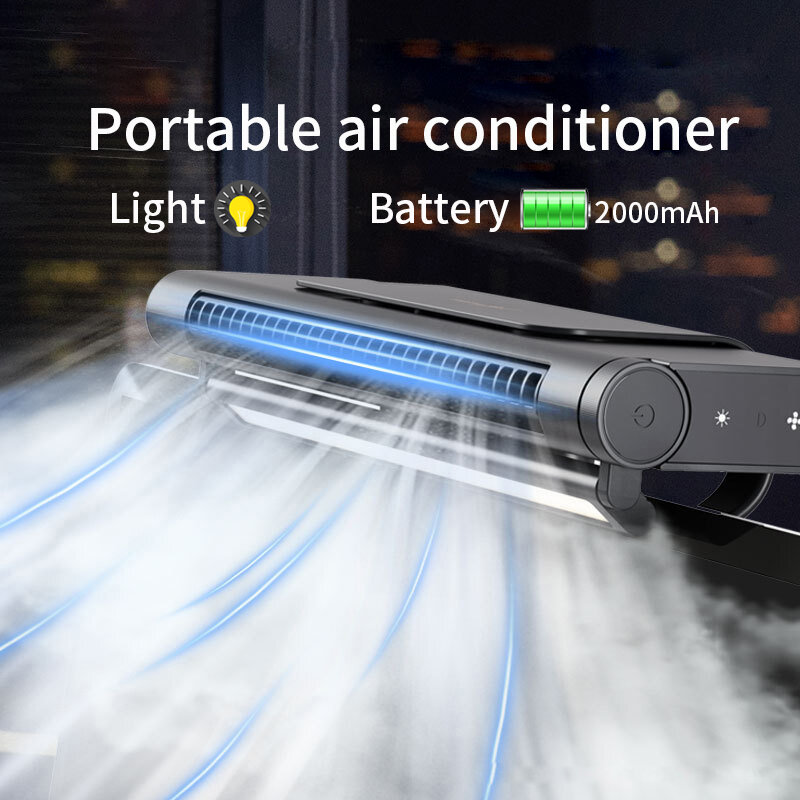 Portable Camping Air Conditioner Rechargeable Ventilator Electric Adjustable Misting Air Cooler Quiet Cool Mist Humidifier Fan