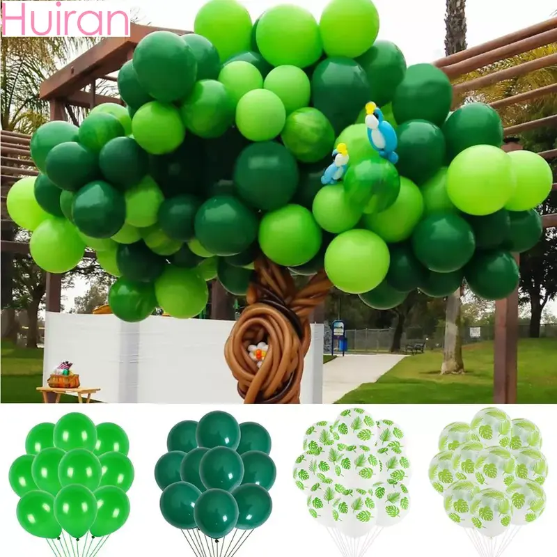 Balon Lateks Balon Hijau Hutan Hewan Daun Palem Balon Foil Balon Pesta Safari Dekorasi Pesta Ulang Tahun Anak Balon
