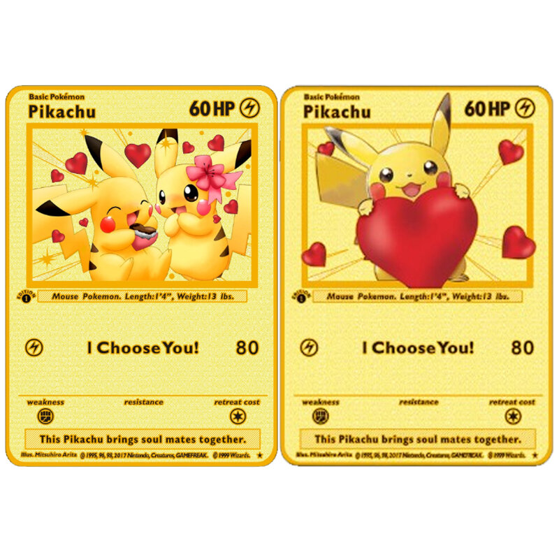Pokemon Gold Metal Card Pikachu Anime I Choose You Series Vmax V GX EX Shiny Tag Team Game Child Collection Christmas Gift
