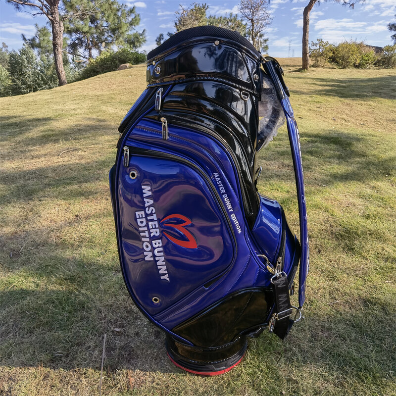 新しいゴルフスタンドバッグ防水超軽量ポータブルスタンダードキャディカートガンバッグ、ホイールとレインカバー付き