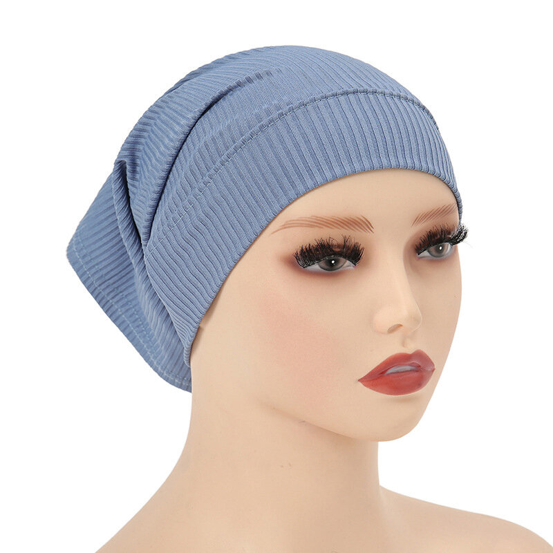 Gorro de tubo malayo monocromático Modal para mujer, gorra de fondo, de alta elasticidad algodón mercerizado, gorra de babero árabe