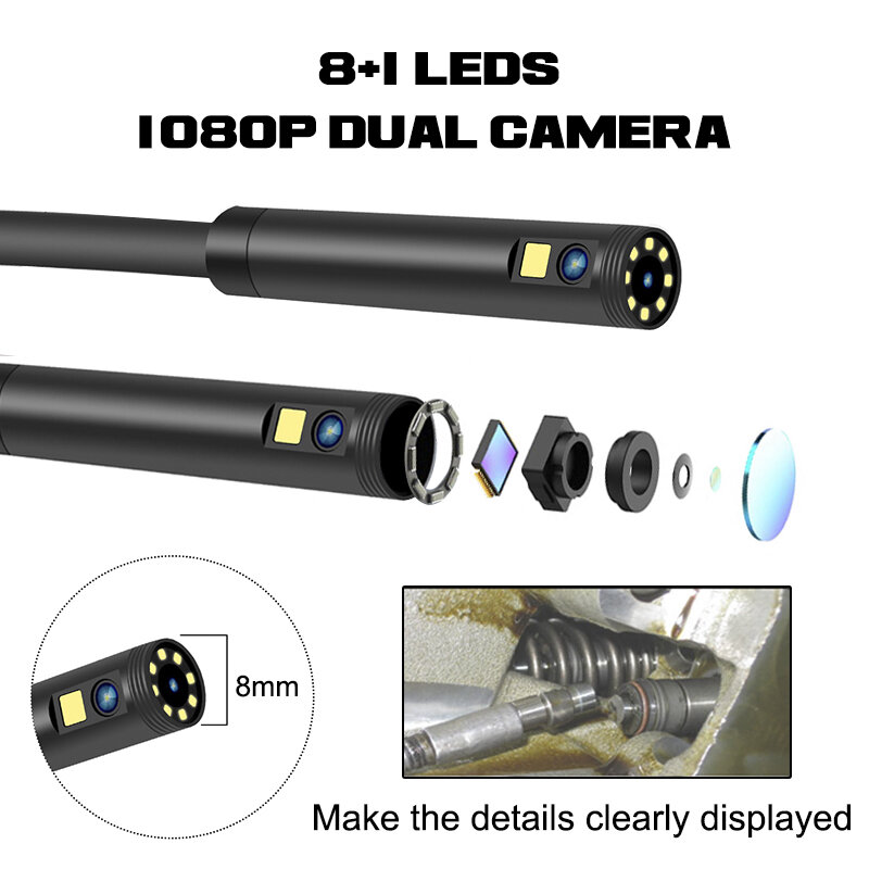 8mm Endoskop Kamera IP67 Wasserdicht Industrielle Endoskop mit 4.3 "HD Screen LED Rohr Inspektion Kamera Harte Kabel Endoskop