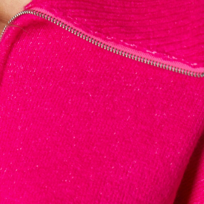女性用ニットセーター,プルオーバー,厚手の服,大きなジッパー,柔らかくてルーズなセーター,y2k