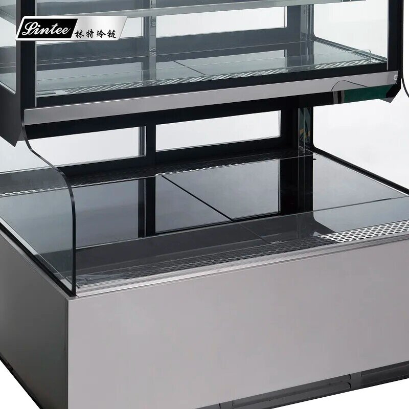Commercial Upright เครื่องทำความเย็นเครื่องมือโปร่งใสแก้วประตูจอแสดงผลตู้เย็นเค้ก Chiller ตู้เย็นตู้
