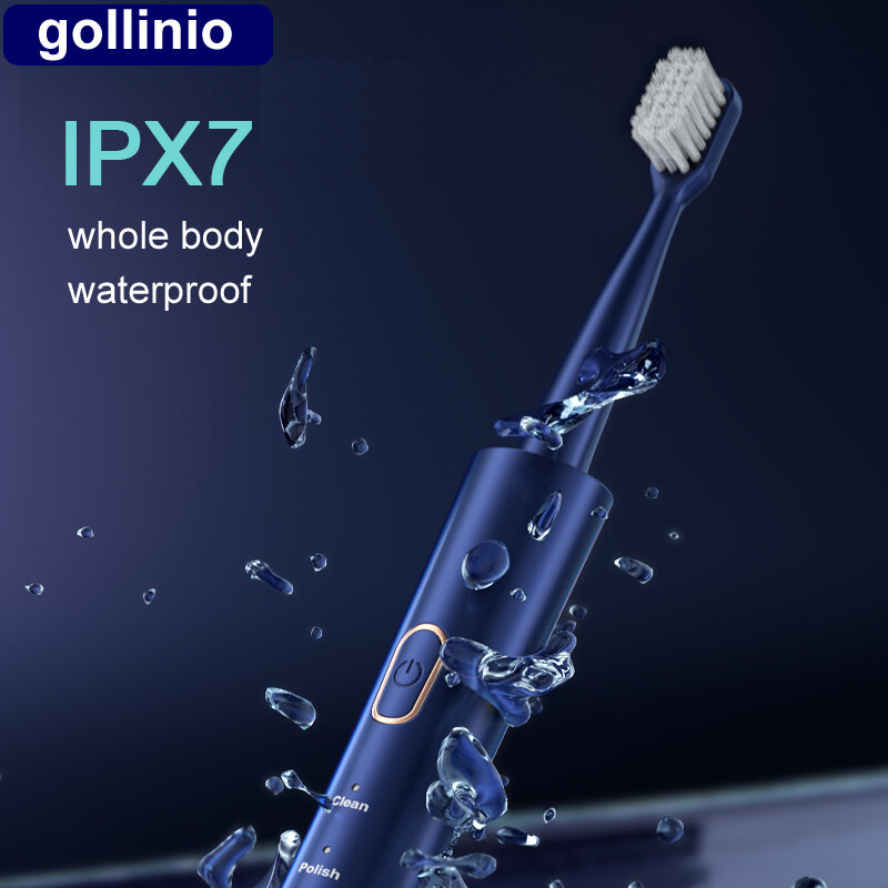 Escova de dentes elétrica adulto usb carregamento rápido sonic poderosa limpeza 5 modo à prova dwaterproof água xp7 entrega rápida gl52a gollinio