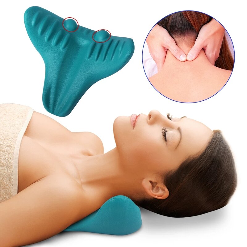 Neck Shoulder Soothing Stretcher Relaxer Cervical Traction Shiatsu Spine Orthopedic Pillow Massage Best Pain Relief Dropshipping