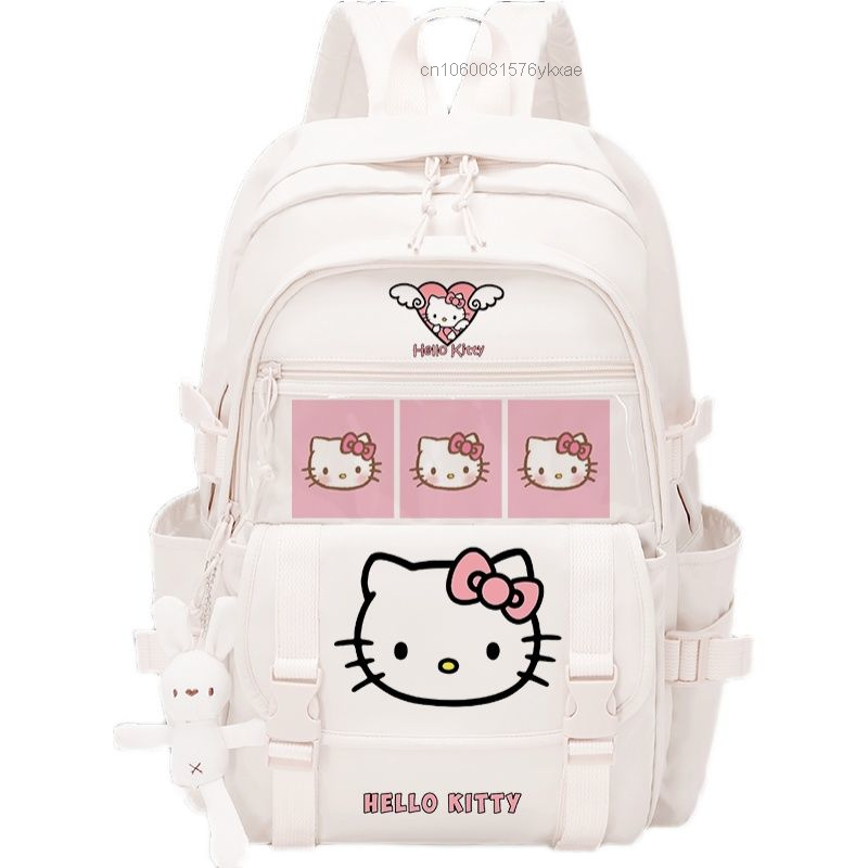 Y2k Sanrio Hello Kitty Schoolbag Student Kawaii Anime Cartoon Large Capacity Backpack Female Casual Travel Portable Backpack Men