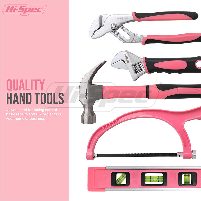 Hi-spec – ensemble d'outils pour le travail à domicile pour femmes, outils manuels de réparation roses, jeu de tournevis de précision, pince à vis, Kit d'outils pour le travail du bois, bricolage