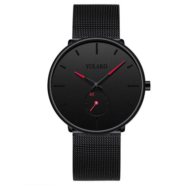 Nowy pasek z siatki modne zegarki męskie sportowe wodoodporne proste Ultra-cienkie zegarki męskie zegar kwarcowy