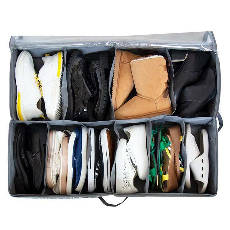 Caja de almacenamiento plegable para debajo del organizador para cama, organizador de cajones de zapatos para el hogar, transpirable, a prueba de polvo, bolsa de armario, Orga, 10 rejillas