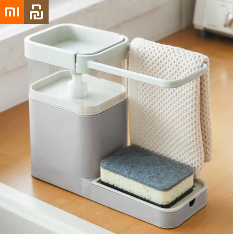 Xiaomi youpin 3 em 1 dishwashing caixa de saída de imprensa líquida limpar rack esponja drenagem caixa armazenamento prato toalha cabide cozinha dropship