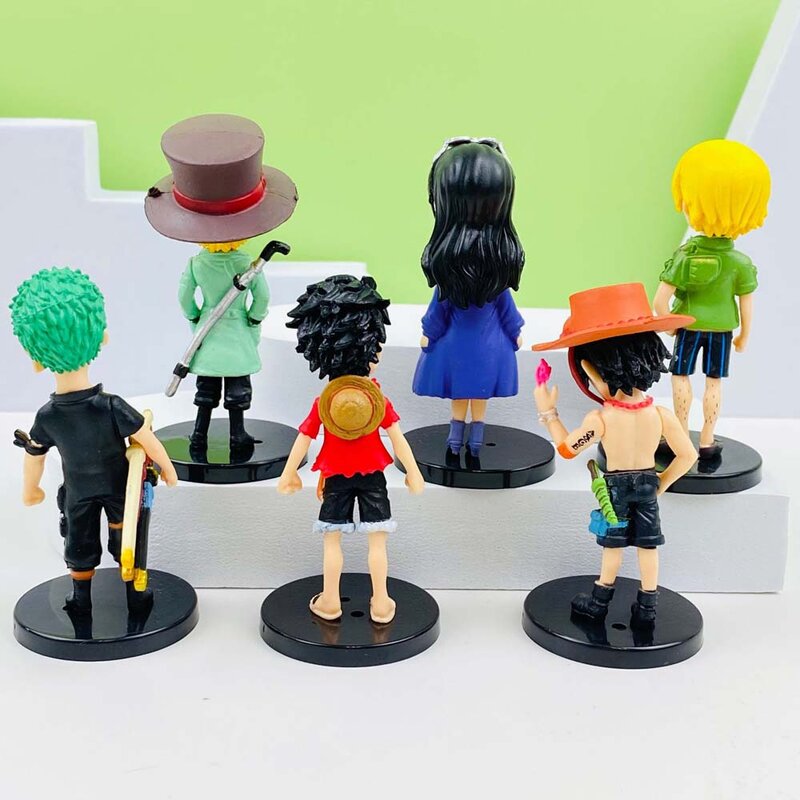 Lot de 6 figurines de dessin animé Kawaii, Luffy, Roronoa, Zoro, lot de 6 pièces, jouets en Pvc