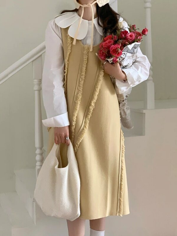 달콤한 여자 셔츠 봄 프랑스어 레트로 꽃잎 피터팬 칼라 패션 단색 긴 느슨한 소매 기질 셔츠 여자 탑스