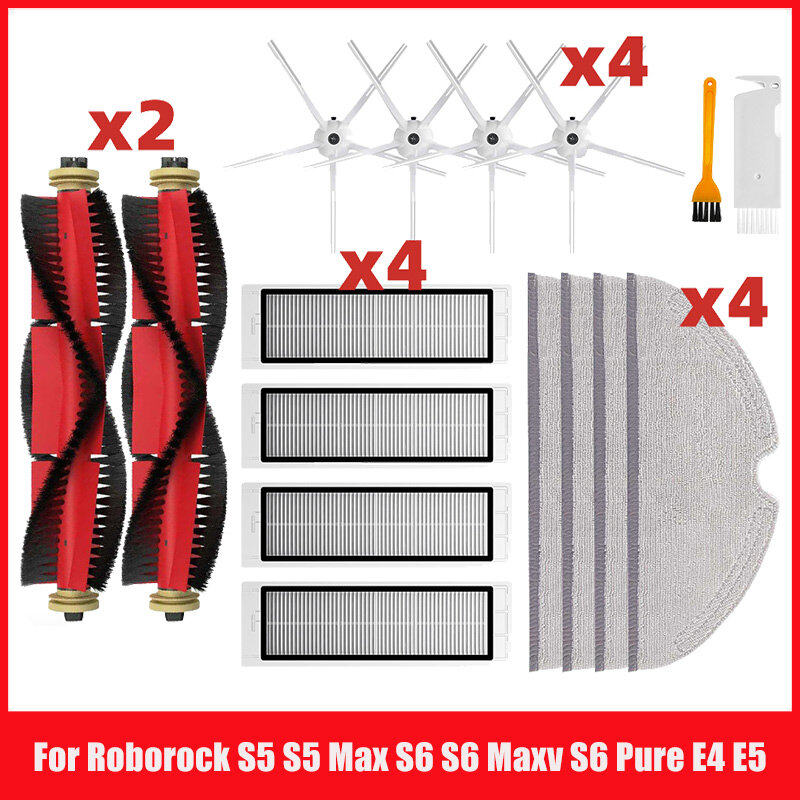 Escova lateral principal filtro hepa para xiaomi roborock s5 S502-00 S502-02 s5 max s6 s6 maxv s6 puro e4 e5 robô peças de reposição mop