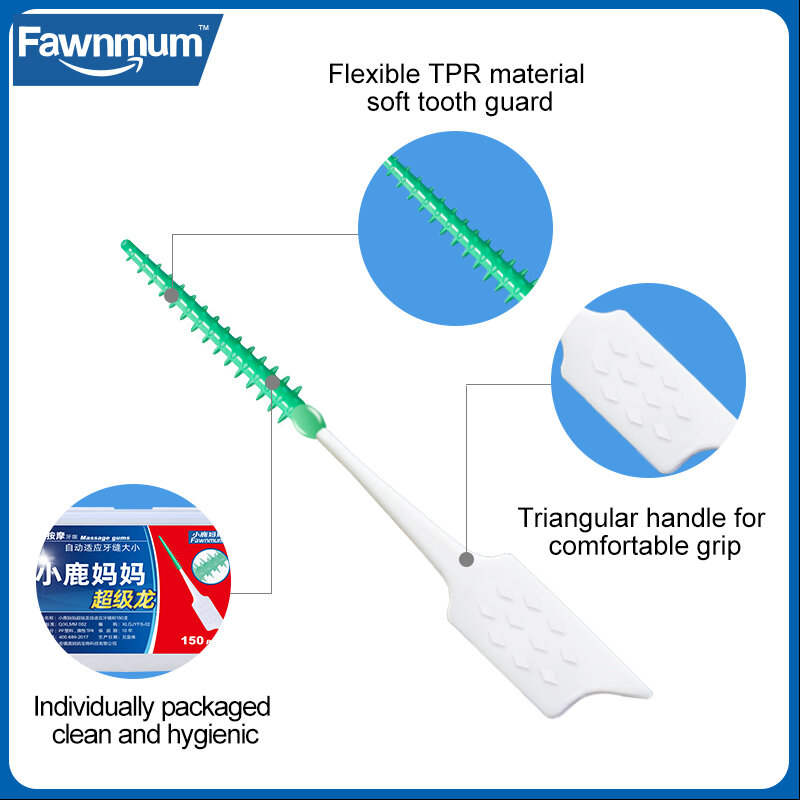 Fawnmum Silicone Interdental Brush 300 Pcs Interdental Brush Silicone Brush Teeth Cleaning Interdental Spaces Orthodontic Tools
