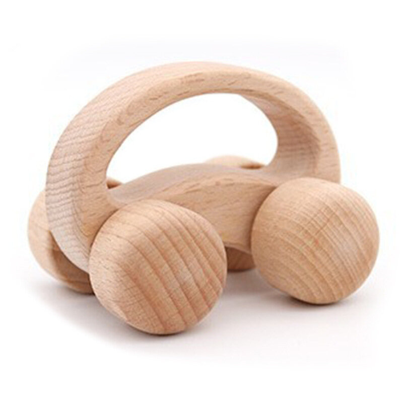 Drewniana zabawka drewniany samochód szczeniak samochodowy grzechotka molowy kij drewniany zabawka w kształcie zwierzątka ozdoba gryzak drewniany zagraj w koraliki M