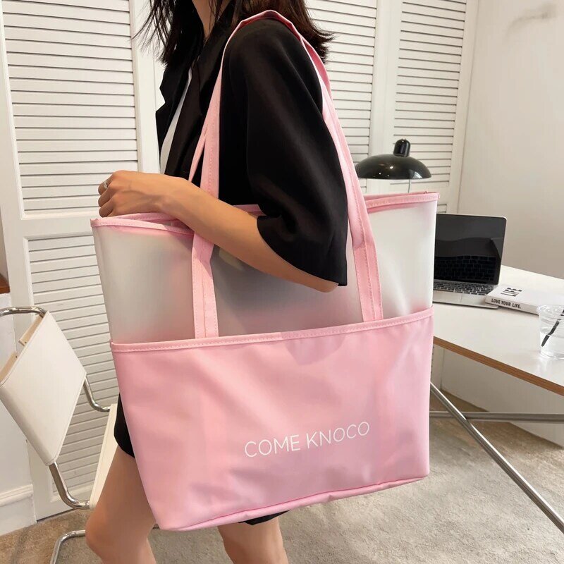 YILIAN Travel bag Large capacity 2022 summer new fashion transparent nylon single shoulder bag shopping leisure backpack