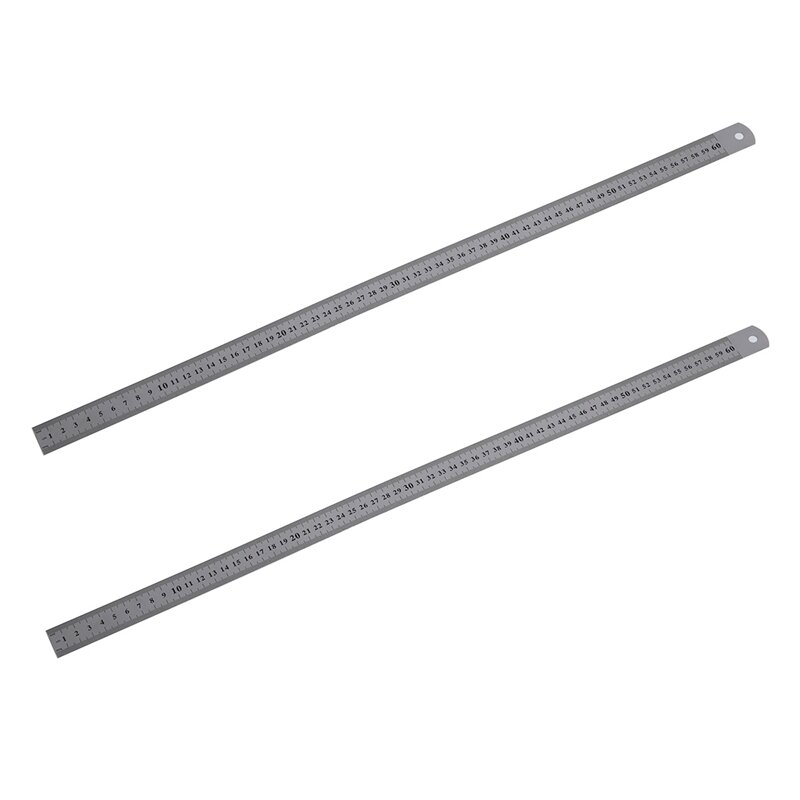 2X Stainless Steel 60Cm 23.6 Inch Measuring Long Straight Ruler