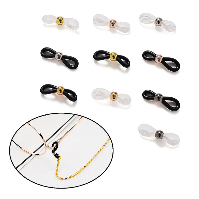 Chaîne de lunettes, 10 pièces/lot, anneau en caoutchouc antidérapant, connecteur de boucle d'extrémité, retenue de chaîne de lunettes, accessoires de bricolage