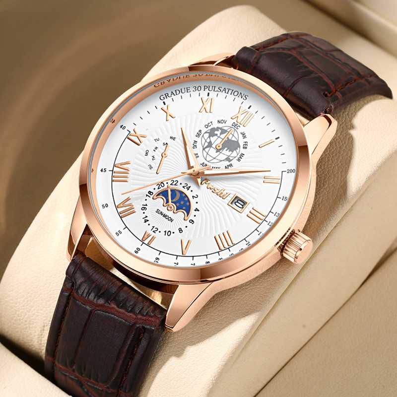 Montre-bracelet de sport de luxe pour homme, étanche, cuir Shoous, date, quartz, horloge, mode, haut