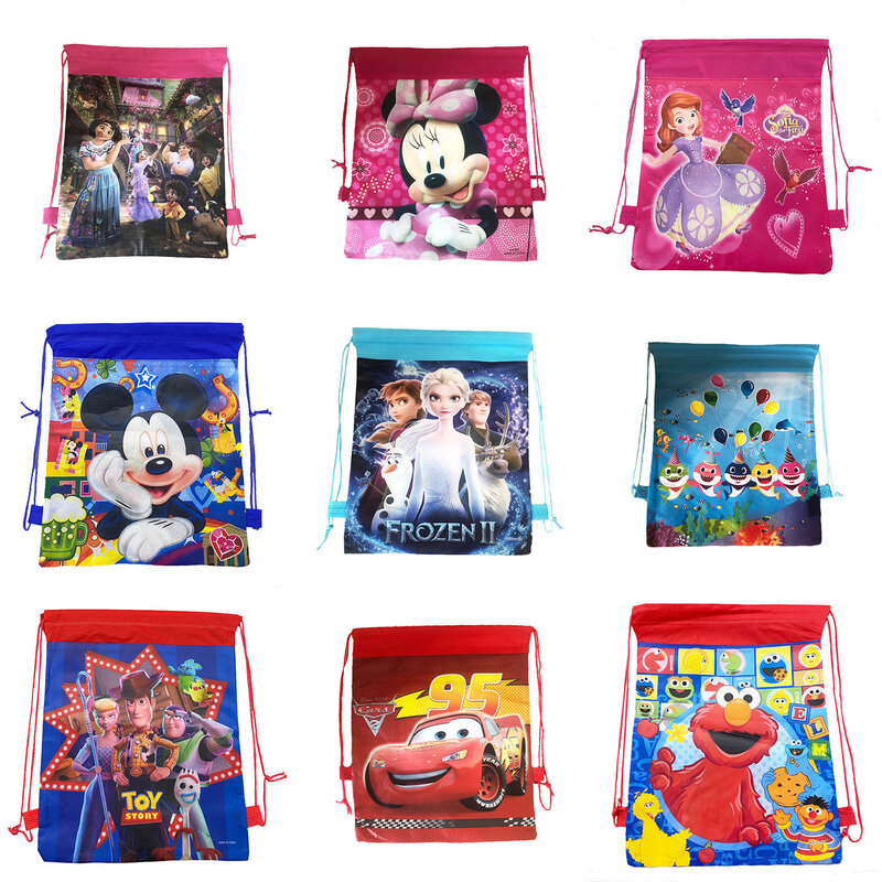 1/5/10 sztuk Disney auta księżniczka włókniny plecak ze sznurkiem zabawki torebka torby na prezenty dla dzieci sprzyja materiały urodzinowe