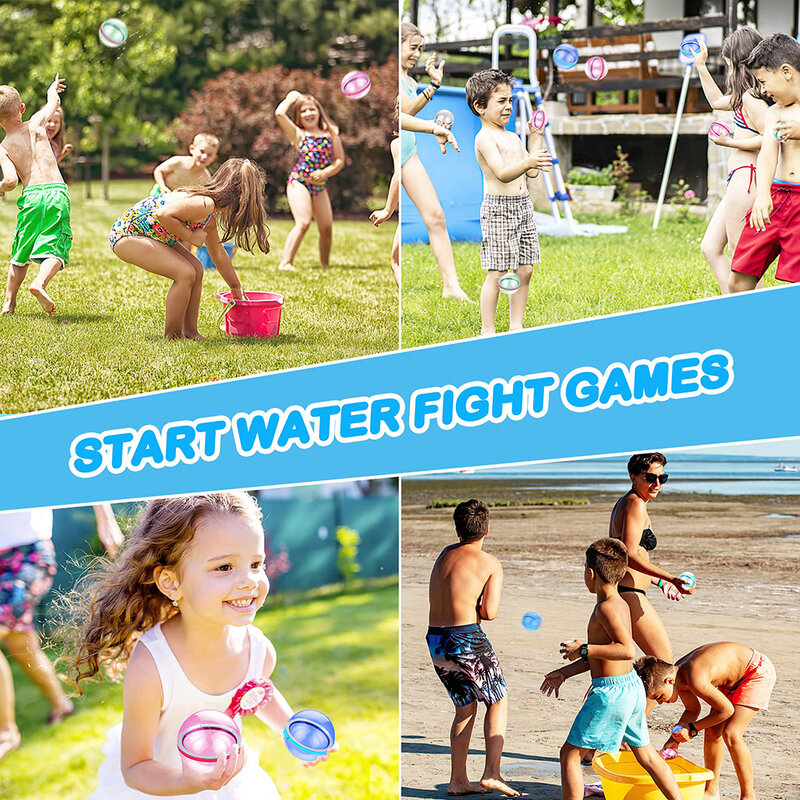 물 폭탄 공, 재사용 가능한 물 풍선 흡수성 공, 야외 수영장 해변 놀이 장난감, 파티용 여름 물 싸움 게임, 12 개