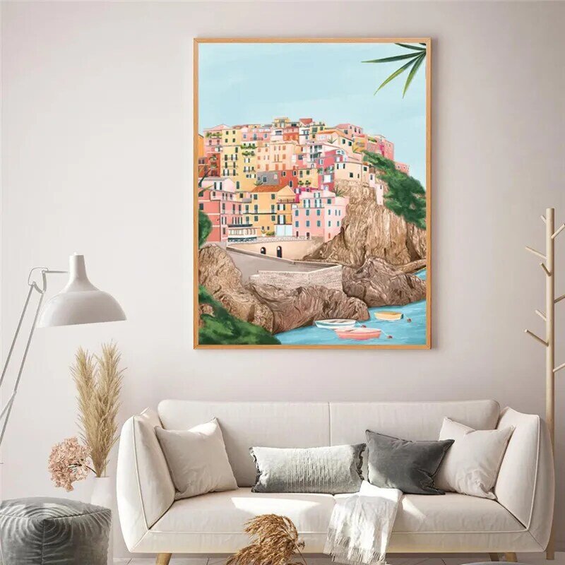 Affiche de voyage minimaliste avec vue sur la ville, peinture sur toile avec la tour Eiffel de Cuba, New York, londres, poils, décoration de maison, Art mural