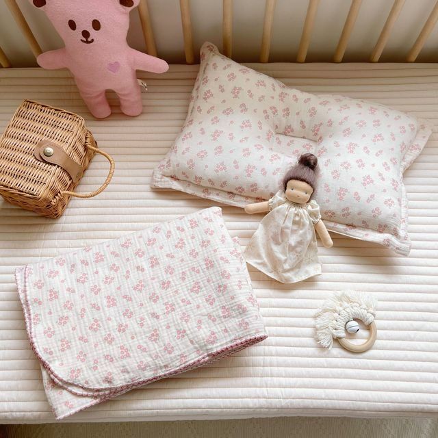 Корейская хлопковая детская подушка с цветами для новорожденных, Детская Цветочная муслиновая подушка для постельного белья, декоративная...
