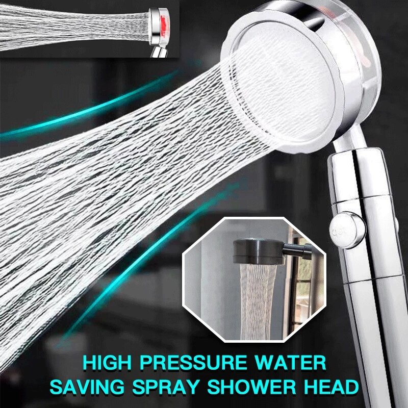2022 Turbo Powered Shower Head 360° Rotating High Pressure Handheld Showerhead ABS Rainfall Bath Spray Nozzle Bathroom Accessory