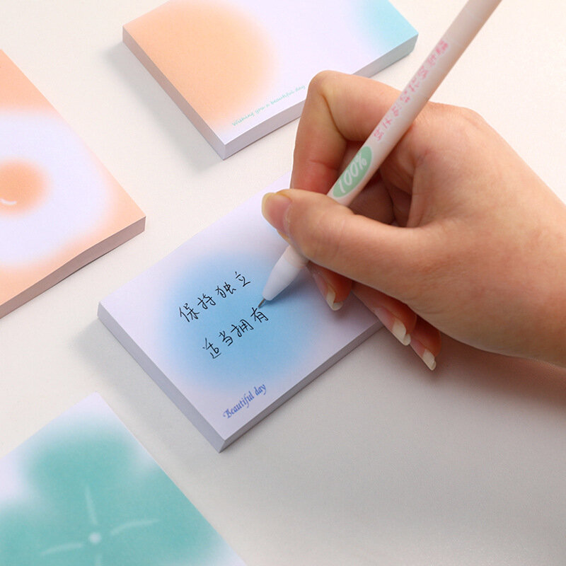 50 arkuszy kreatywny Gradient karteczki do notowania uczeń uwaga wiadomość papiernicze biuro notatnik