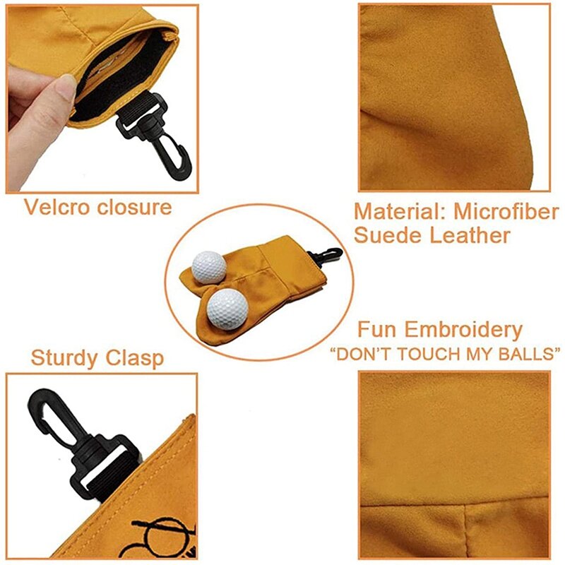 Golf Ball Storage Bag, Portable Golf Ball Carrier Pocket Holder Bag, Dont Touch My Ball Funny Clasp Snap Prank Golf Bag