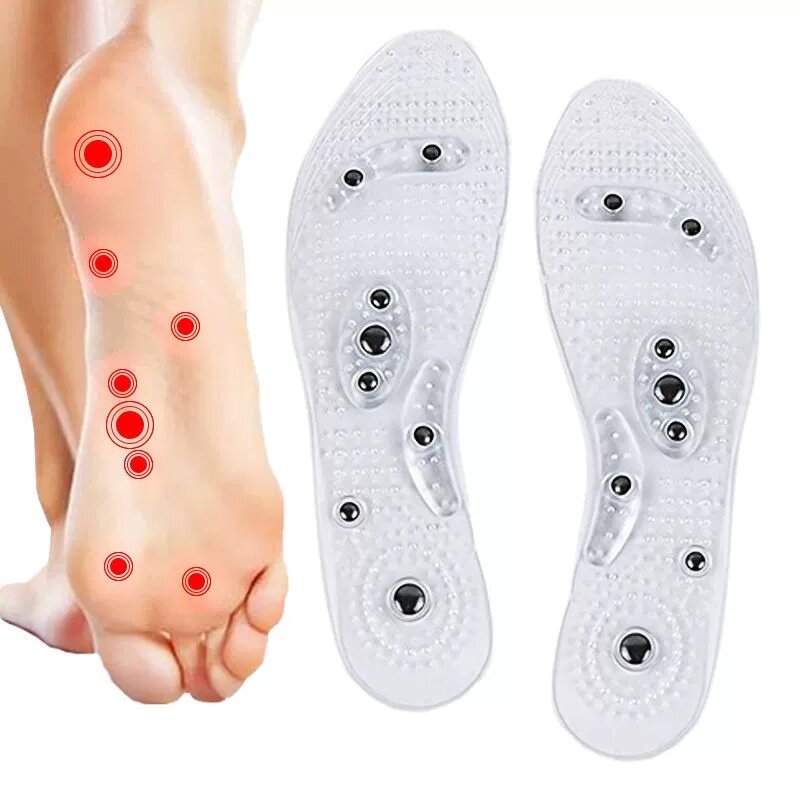 Unisex Magnetic Massage Insoles Foot Acupressure Shoe Pads Therapy Slimming Insoles  for Weight Loss Transparent  Foot massage