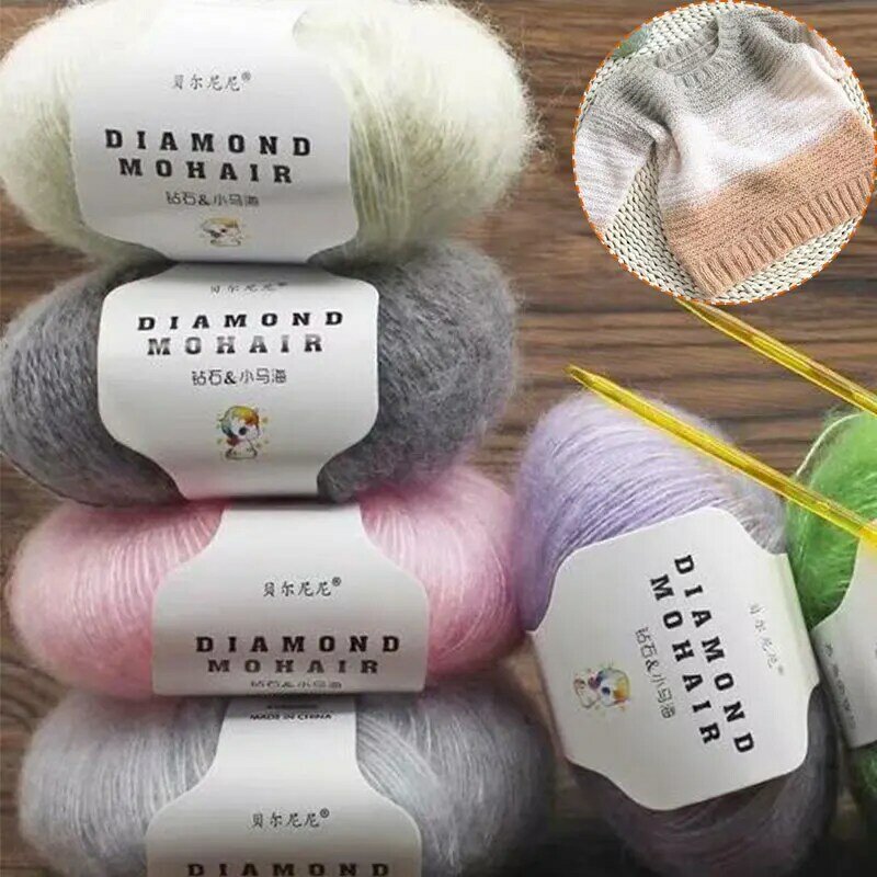 25g Mohair Silk Wool Yarn For Knitting Thin angora Mohair Soft Crochet Yarns Hand Knit Sweater Scarf Shawl Cardigan Puffy Thread