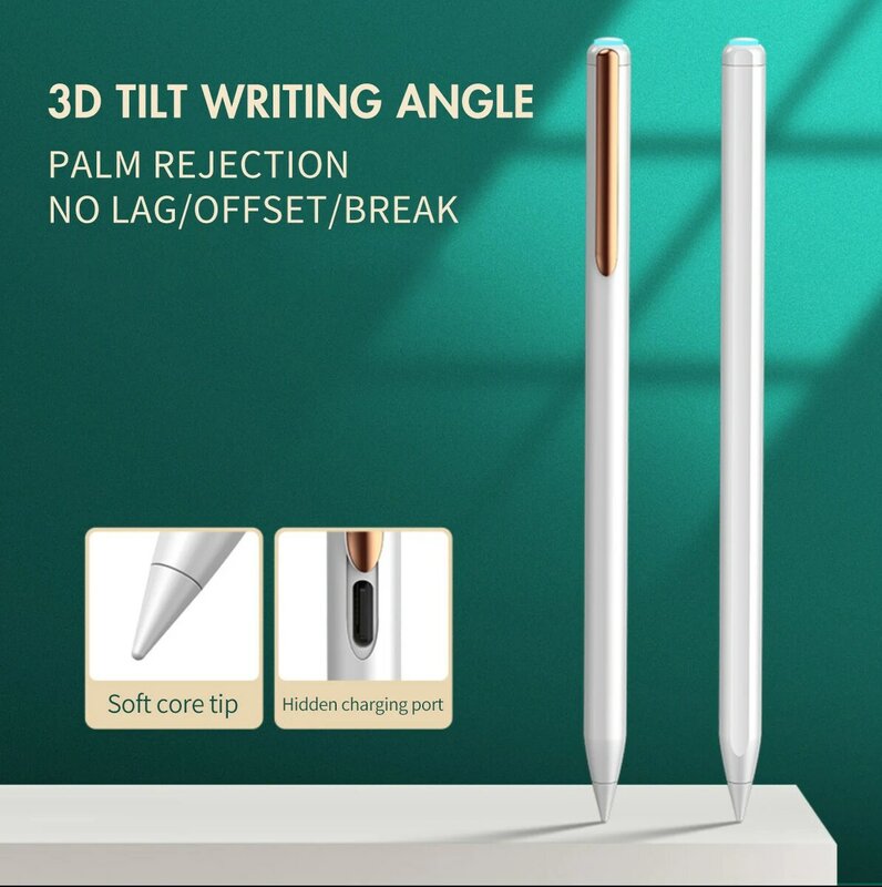 Caneta stylus para apple ipad pro, lápis de escrita de toque carregamento rápido com rejeição de palma adsorção magenética ponta de núcleo macio