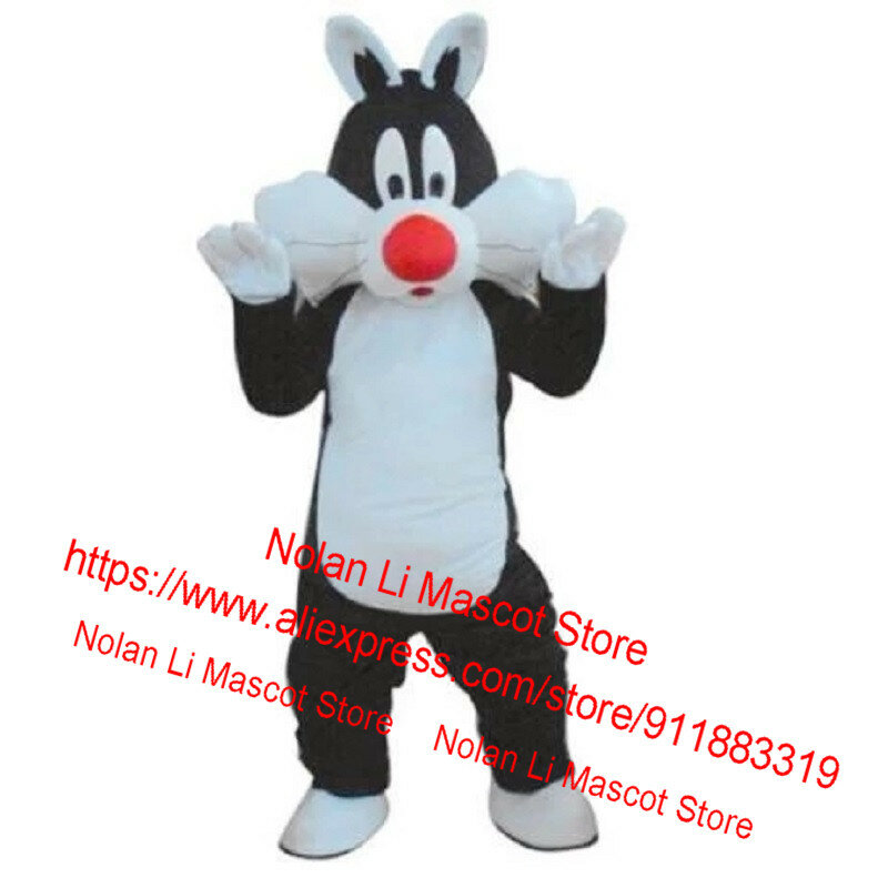 Disfraz de Mascota de gato blanco y negro personalizado, vestido de lujo para fiesta de cumpleaños, juego de rol para adultos, regalo de Carnaval de Halloween, 828