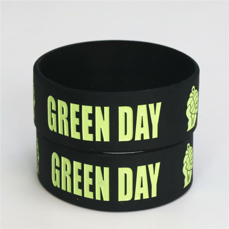 Pulseras y brazaletes de silicona para Fans de la música, pulsera ancha de silicona negra para regalo de concierto, color verde, 1 ud., nuevo, gran oferta, SH070