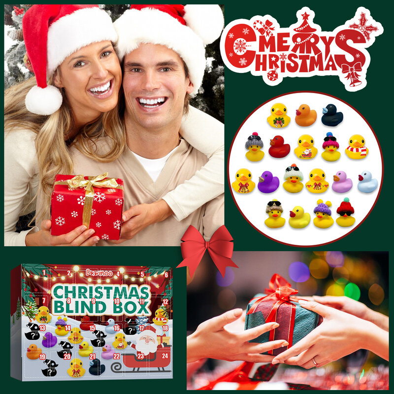 Calendario de Adviento de Navidad, de 24 piezas caja ciega, bonito pato de goma, cuenta atrás para Año Nuevo, alivio del estrés, regalo para niños, 2022