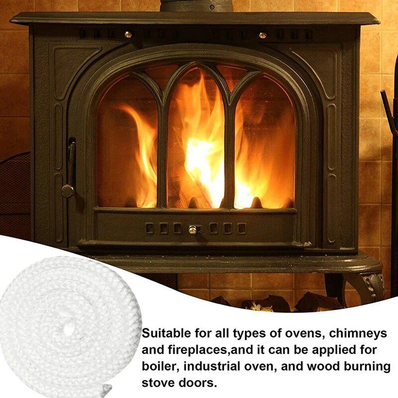 1 Buah 2Meter Panjang Bahan Fiberglass Api Putih Tali Membakar Kayu Kompor Log Burner Segel Pintu untuk Boiler